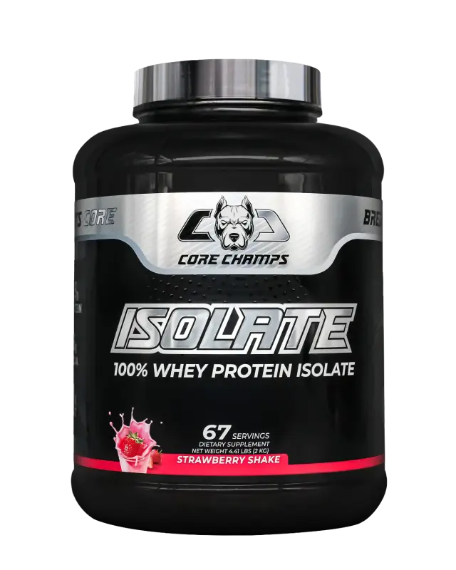 Core Champs isolate 100% whey protein isolate strawberry shake 