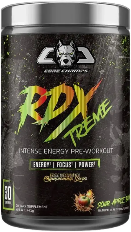 Core champs RDX extreme pre workout 441g sour apple bomb