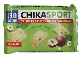 Chika sport protein 100g white chocolate with hazelnuts & corn flakes 