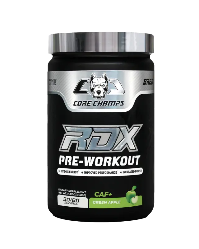 Core Champs RDX pre workout 30/60 serving green apple 