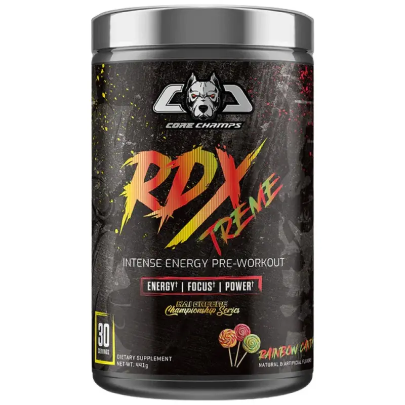 Core champs RDX extreme pre workout 441g rainbow candy