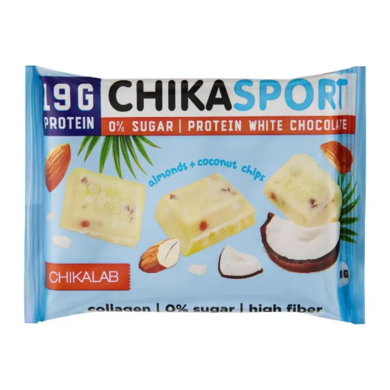 Chika sport protein 100g White chocolate with almonds & coconut chips 